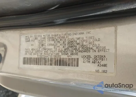 2003 Toyota Sequoia Sr5 V8 z USA, uszkodzony, nr VIN 5TDZT34A73S156265